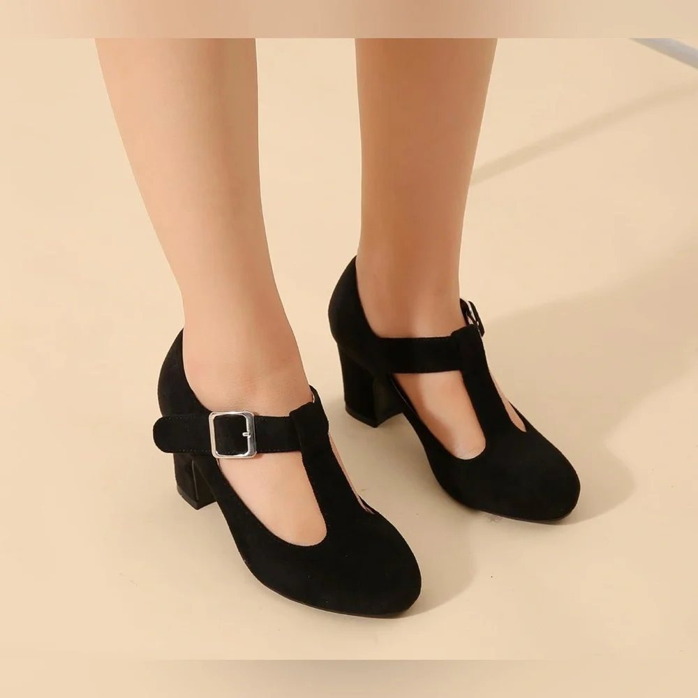 NEW Black Mary Jane Heels 8.5 / Tacones 41 - Picture 3 of 10